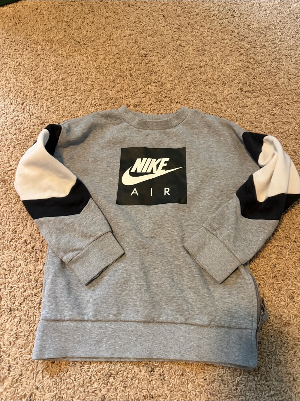 Nike Kids Grey Sweatshirt with Black and Cream Sleeve Panels
